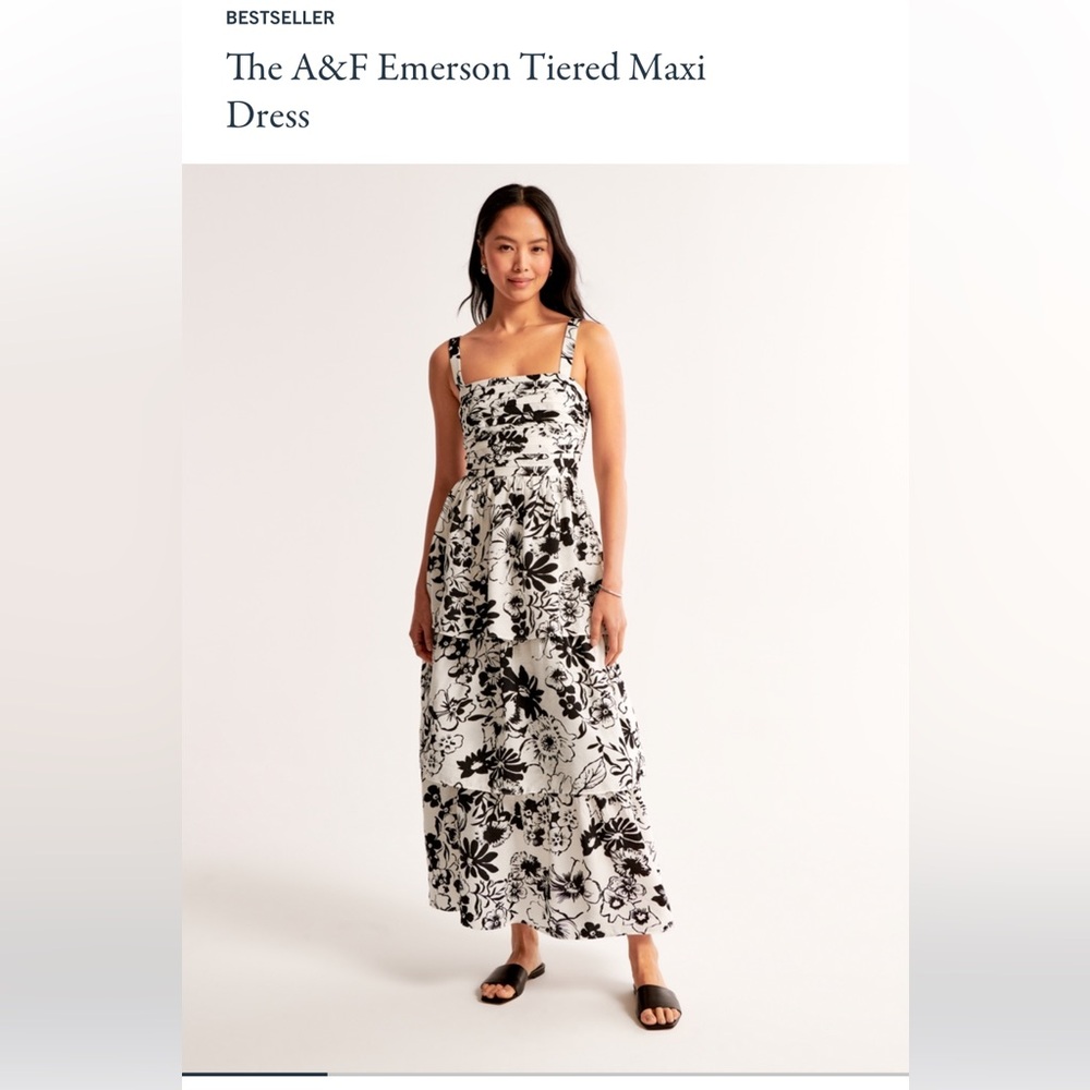 NWT Abercrombie & Fitch Black and White Floral Maxi Dress